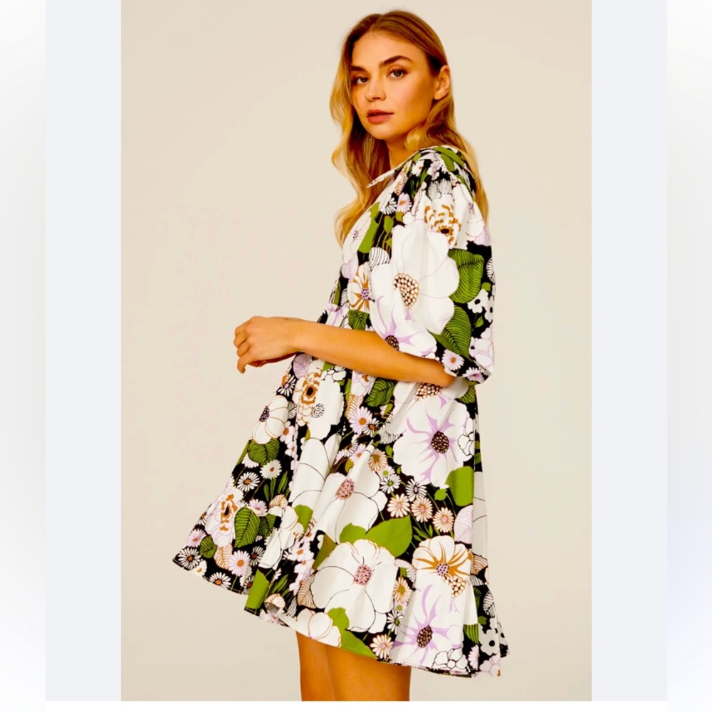 MAJE Floral Green and White Dress sz 44